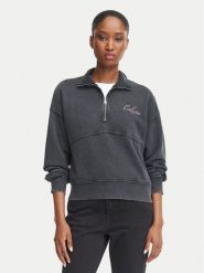 Calvin Klein Jeans Bluza LV047H239G Czarny Regular Fit. Czarne bluzy damskie Calvin Klein Jeans, s, bez wzorów, z bawełny, bez kaptura. Za 489.99 zł.