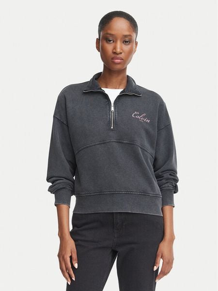 Calvin Klein Jeans Bluza LV047H239G Czarny Regular Fit. Czarne bluzy damskie Calvin Klein Jeans, m, bez wzorów, z jeansu, bez kaptura. Za 489.99 zł.