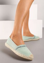 Jasnozielone Espadryle z Plecionym Noskiem i Podeszwą Effielle. Zielone espadryle damskie Renee, na lato, bez wzorów, eleganckie, bez obcasa, bez zapięcia. Za 29.99 zł.