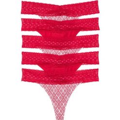 Stringi (5 par) bonprix biało-czerwony z nadrukiem. Stringi damskie marki bonprix. Za 49.95 zł.