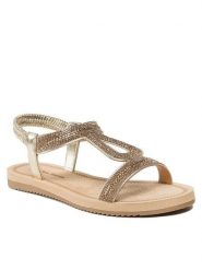 Clara Barson Sandały WSS20835-01A Złoty. Żółte sandały damskie Clara Barson, bez wzorów, ze skóry, bez obcasa, na płaskiej podeszwie, bez zapięcia. Za 99.99 zł.