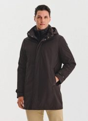 PAKO LORENTE – Brązowa kurtka jesienna 2w1. Brązowe płaszcze męskie Pako Lorente, na jesień, m, bez wzorów, długie, bez kaptura. Za 499.99 zł.