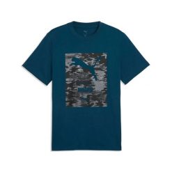 Koszulka graficzna Puma. Niebieskie koszulki sportowe męskie Puma, xl, bez wzorów, z materiału, bez kołnierzyka, bez ramiączek, na fitness i siłownię. Za 171.00 zł.
