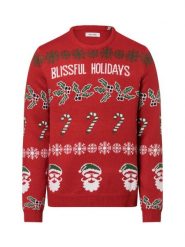 Only&Sons sweter z dzianiny Mężczyźni Sztuczne włókno czerwony|wielokolorowy, XL. Czerwone swetry przez głowę męskie Only&Sons, m, bez wzorów, z dzianiny, bez kołnierzyka. Za 149.95 zł.