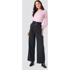 Trendyol Spodnie Binding Detail - Black. Czarne spodnie materiałowe damskie Trendyol, w paski. Za 100.95 zł.