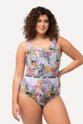 Damski Kostium kąpielowy zegarki miękkie miseczki dzielone ramiączko. Brązowe kostiumy jednoczęściowe damskie Ulla Popken, plus size, bez wzorów, z elastanu, plus size, do pływania. Za 191.99 zł.