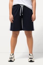 Damskie Szorty dżersejowe szeroka nogawka elastyczny pas sznurek do wiązania. Czarne szorty damskie Ulla Popken, plus size, bez wzorów, z bawełny. Za 125.99 zł.