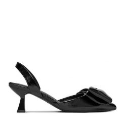 Czółenka JENNY. Czarne czółenka damskie Jenny, bez wzorów, bez obcasa, bez zapięcia. Za 129.99 zł.