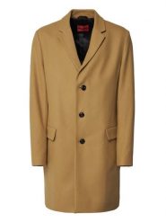 HUGO Płaszcz wełniany 50569210 Beżowy Slim Fit. Brązowe płaszcze męskie Hugo, na zimę, m, bez wzorów, z wełny, bez kaptura. Za 1,549.00 zł.