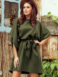 Sukienka Model Sofia 287-13 Khaki - Numoco. Brązowe sukienki damskie NUMOCO, l, bez wzorów, z elastanu, bez kołnierzyka, bez ramiączek, wyszczuplające. Za 236.16 zł.