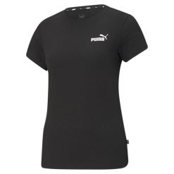 Koszulka fitness damska Puma ESS Small Logo Tee. Czarne koszulki sportowe damskie Puma, s, bez wzorów, z bawełny, sportowe, bez kołnierzyka. W wyprzedaży za 74.90 zł.