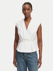 Marella Bluzka Bazar 2613161162 Biały Regular Fit. Białe koszule damskie Marella, bez wzorów, z bawełny, bez kołnierzyka, bez ramiączek. Za 719.99 zł.