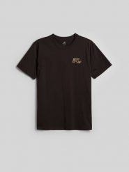 4F T-shirt regular z nadrukiem męski - brązowy L. Brązowe t-shirty męskie 4f, l, bez wzorów, z bawełny, klasyczne, bez kołnierzyka. Za 69.99 zł.