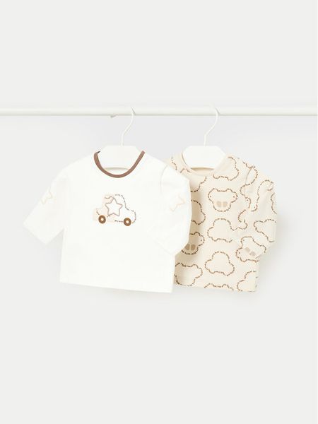 Mayoral Komplet bluzek 2029 Beżowy Regular Fit. Brązowe t-shirty dla chłopców Mayoral, bez wzorów, z bawełny, bez ramiączek. Za 59.99 zł.