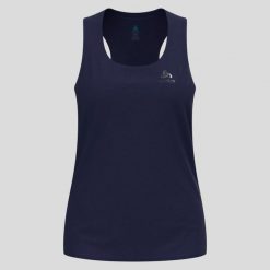 Koszulka bez rękawów damska Odlo ZEROWEIGHT CHILL-TEC Tank crew neck. Niebieskie koszulki sportowe damskie Odlo, l, bez wzorów, z materiału, bez kołnierzyka, bez ramiączek, do biegania. Za 127.49 zł.