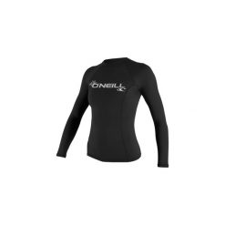 Koszulka do pływania damska O'Neill Basic Skins Rash Guard. Czarne koszulki sportowe damskie O'Neill, bez wzorów, sportowe, bez kołnierzyka. Za 169.00 zł.