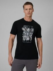 Чоловічий t-shirt regular з принтом - чорний. T-shirty męskie 4f, l, bez wzorów, bez kołnierzyka. Za 799.90 zł.