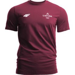 Koszulka męska Łotwa Pyeongchang 2018 TSM800 - bordowy. Czerwone t-shirty męskie 4f, na zimę, m, bez wzorów, z bawełny, bez kołnierzyka. W wyprzedaży za 49.99 zł.