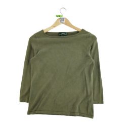 Second life - Damski sweter z jedwabiu w kolorze khaki - Stan bardzo dobry. Zielone swetry damskie Ralph Lauren, bez wzorów, bez kołnierzyka, bez ramiączek, bez kaptura. Za 118.40 zł.
