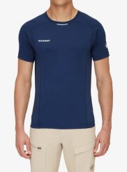 Koszulka szybkoschnąca męska Mammut Aenergy FL T-Shirt. Niebieskie koszulki sportowe męskie Mammut, m, bez wzorów, z materiału, bez kołnierzyka, bez ramiączek, do biegania. Za 323.25 zł.