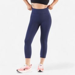 Legginsy do biegania krótkie damskie Kiprun Run 500 Comfort. Niebieskie legginsy damskie KIPRUN, xl, bez wzorów, z elastanu, z podwyższonym stanem, krótkie, do biegania. Za 89.99 zł.