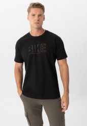 T-shirt męski czarny, Comfort Fit, T-EKIB. Czarne t-shirty męskie Volcano, m, bez wzorów, z bawełny, klasyczne, bez kołnierzyka. Za 69.99 zł.