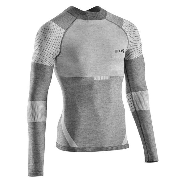 Koszulka sportowa na zimę z długim rękawem CEP męska. Szare koszulki sportowe męskie CEP, na zimę, m, bez wzorów, bez kołnierzyka, bez ramiączek, do biegania. Za 349.00 zł.