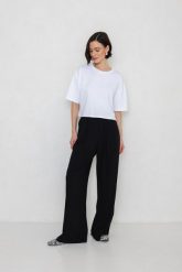 SPODNIE JANE CZARNE S - Flawless. Czarne spodnie materiałowe damskie Flawless, s, bez wzorów, z wiskozy, z podwyższonym stanem. Za 360.00 zł.