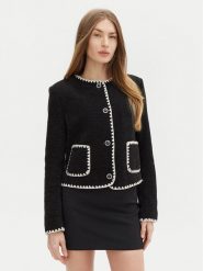 Guess Kardigan W5RN20 WGVQ2 Czarny Regular Fit. Czarne kardigany damskie Guess, s, z aplikacjami, z syntetyku. Za 389.99 zł.