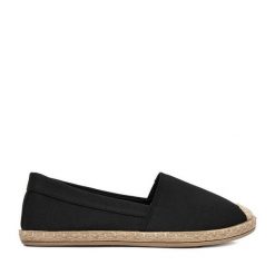 Espadryle JENNY. Czarne espadryle damskie Jenny, bez wzorów, bez obcasa, bez zapięcia. Za 69.99 zł.