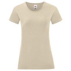 Koszulka Damska Z Bawełny Czesanej Iconic. Brązowe t-shirty damskie Fruit of the Loom, bez wzorów, z bawełny, casualowe, bez kołnierzyka. Za 32.99 zł.