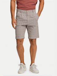 Lindbergh Szorty materiałowe 30-505024 Beżowy Wide Fit. Brązowe szorty męskie Lindbergh, l, bez wzorów, z bawełny. Za 139.99 zł.