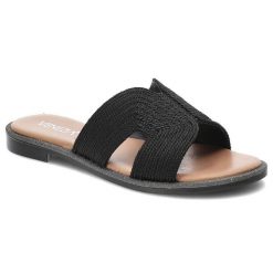 Czarne Klapki Venezia Modne Buty Na Lato. Czarne klapki damskie Venezia, z aplikacjami, ze skóry, boho, bez obcasa. Za 189.00 zł.
