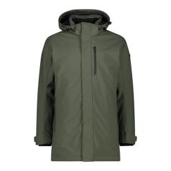 Parka softshell CMP. Niebieskie parki męskie CMP, na zimę, bez wzorów, z materiału, z kapturem. Za 755.35 zł.