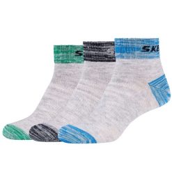 Skarpetki sportowe damskie 3PPK Wm Mesh Ventilation Quarter Socks. Szare skarpety damskie Skechers, bez wzorów, z bawełny. Za 24.99 zł.
