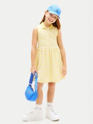Tommy Hilfiger Sukienka codzienna KG0KG08486 Żółty jasny Regular Fit. Żółte sukienki dla dziewczynek Tommy Hilfiger, bez wzorów, z bawełny, bez ramiączek. Za 249.99 zł.