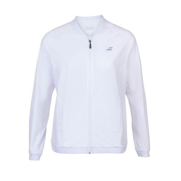 Bluza dresowa damska Babolat Play Jacket do tenisa. Białe bluzy damskie BABOLAT, bez wzorów, z dresówki, bez kaptura. Za 279.99 zł.