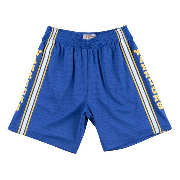 Krótki Golden State Warriors nba. Niebieskie krótkie spodenki sportowe męskie Mitchell & Ness, m, bez wzorów, do koszykówki. Za 397.50 zł.