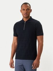 KARL LAGERFELD Polo 745008 562203 Granatowy Regular Fit. Niebieskie koszulki polo męskie KARL LAGERFELD, l, bez wzorów, z bawełny, bez ramiączek. Za 669.99 zł.