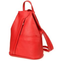 Plecak Skórzany Damski Włoski Skóra Licowa Mały Beltimore T52. Czerwone plecaki damskie Beltimore, bez wzorów, ze skóry, eleganckie. Za 249.99 zł.