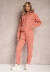 Pomarańczowy 2-częściowy Komplet Dresowy z Bluzą i Spodniami Orifira. Brązowe bluzy damskie Renee, l, bez wzorów, z bawełny, z kapturem. Za 99.99 zł.
