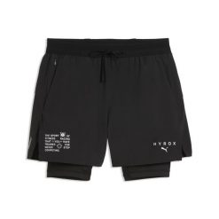 Męskie szorty 2 w 1 PUMA x HYROX PWRMODE 2" PUMA. Czarne krótkie spodenki sportowe męskie Puma, l, bez wzorów, z materiału, na fitness i siłownię. Za 299.00 zł.