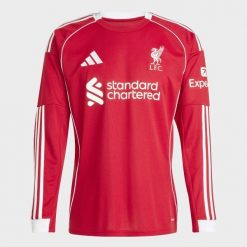 Koszulka z długim rękawem Liverpool FC 25/26 Home. Czerwone bluzki z długim rękawem męskie Adidas, xl, bez wzorów, z materiału, bez kołnierzyka. Za 479.00 zł.