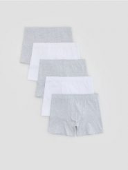5 pack bokserek Long - jasnoszary. Szare bokserki męskie Reserved, l, bez wzorów, z bawełny. Za 79.99 zł.