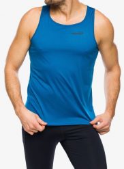 Koszulka do biegania męska Inov-8 Performance Vest. Niebieskie koszulki sportowe męskie Inov-8, m, bez wzorów, z materiału, bez kołnierzyka, bez ramiączek, do biegania. Za 139.99 zł.