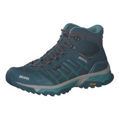 Buty turystyczne damskie Meindl Finale Lady Mid z membraną Gore -Tex. Niebieskie obuwie sportowe damskie Meindl, bez wzorów, z gore-texu, trekkingowe. W wyprzedaży za 769.30 zł.