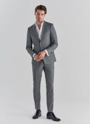 PAKO LORENTE – Szare spodnie garniturowe P22SF-6G-007-S-S. Szare eleganckie spodnie męskie Pako Lorente, s, bez wzorów, z elastanu. Za 199.99 zł.