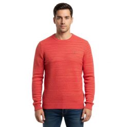 Sweter turystyczny męski Napapijri. Czerwone swetry przez głowę męskie Napapijri, m, bez wzorów, z bawełny, bez kołnierzyka. Za 260.70 zł.