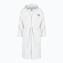 Szlafrok męski EA7 Emporio Armani Core Bathrobe. Białe szlafroki męskie EA7 Emporio Armani, l, bez wzorów, z bawełny, bez ramiączek, bez kaptura. Za 559.99 zł.