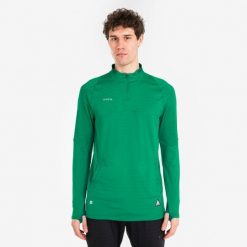 Bluza piłkarska Kipsta CLR półsuwak. Zielone bluzy męskie KIPSTA, l, bez wzorów, z materiału, bez kaptura. Za 129.99 zł.